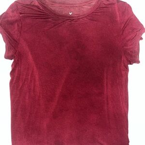American Eagle Basic Short Sleeve Tee - Deep Burgundy